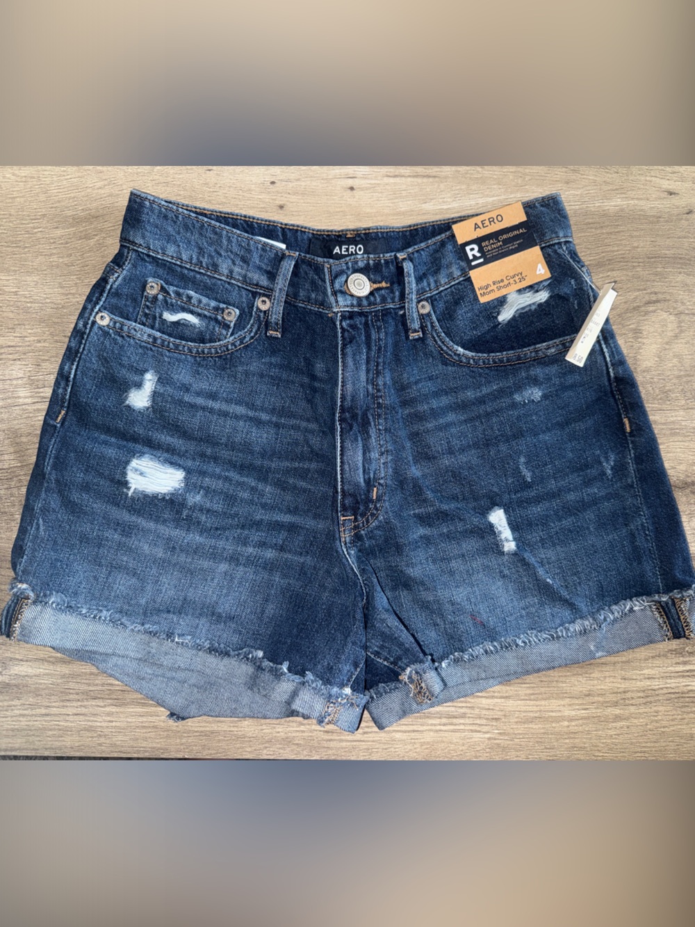 Women's Dark Blue Distressed Denim Cutoff Shorts